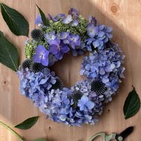 ルリタマアザミ,紫陽花,ガクアジサイ,かしわばあじさい,リースの画像