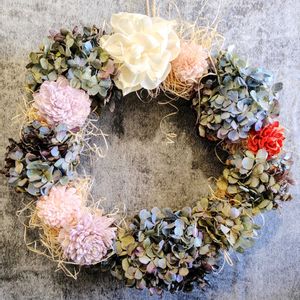 リース,ドライフラワーアレンジ,ソラフラワー,秋色紫陽花,ハンドメイド雑貨の画像
