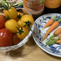 ニンジン,ミニトマト,収穫,料理,夏野菜の画像