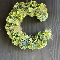 アナベル,紫陽花マジカル,リース,お庭,手作りリースの画像