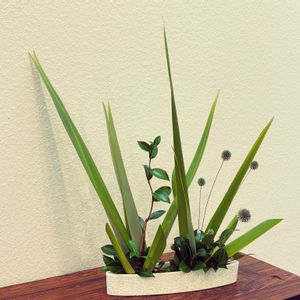 サザンカ,ニュウサイラン,ブルーグロールリ玉,花のある暮らし,リビング・ダイニングの画像