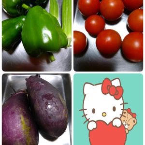 オクラ,ピーマン,茄子, 中玉トマト,プランター栽培の画像