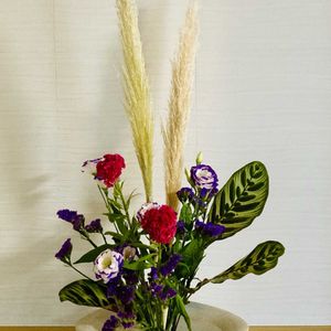 ケイトウ,スターチス,トルコキキョウ,パンパスグラス,クジャクヤシの画像