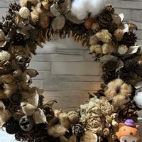 ワタ,コットンフラワー,ハイビスカス  イエロービーナス,リース,手作りリースの画像