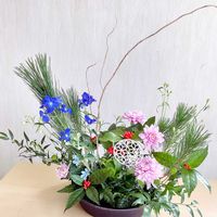 フラワーアレンジメント,花のある暮らし,記録用,レッスン,お正月アレンジの画像