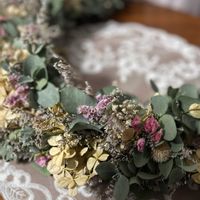 スターチス,ユーカリ グニー,ミニ薔薇,花のある暮らし,ガーランドの画像