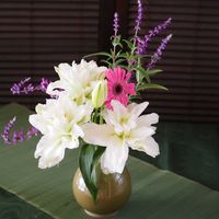 アメジストセージ,八重咲きオリエンタルリリー,生け花,白い水曜日♡,庭の花便りの画像