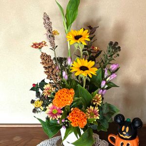 ケイトウ,キビ,フラワーアレンジメントの画像
