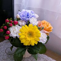 カーネーション,カーネーション,バラ,バラ,ヒペリカムの画像